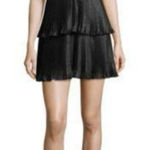 Delfi Collective Black Ruffle Metallic Shimmer Whimsigoth Party Dress Size Small Photo 0