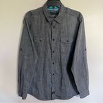 Best In Show Chambray & Teal Long Sleeve‎ Button Front Shirt Women's Size Large Gray Photo 1