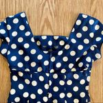Vintage 1950s Blue Polka Dot Bow Midi Pin Photo 10