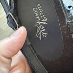 Strictly Comfort Black Leather Strappy Sandals Women 7.5 Low Wedge Shoes Comfort Photo 3