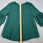 Ces Femme Green Bell Sleeve Blouse Women's Large Cutout Floral Detail Top Photo 4