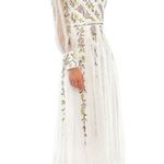 Mac Duggal  NEW White Long Sleeve Embroidered Wrap Midi Dress 8 Photo 2