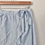 Madewell  | Chambray Light Blue Ruffle Wrap Skirt Meadow Short Cotton | Size 8 Photo 2