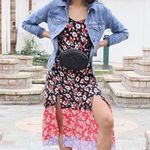 EXPRESS  Women's Off Shoulder Floral Double Slit Midi Dress Multicolor Size small Photo 2