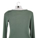 Parallel Flared Long Sleeve Tassel Neck Blouse Olive Green Pullover Size XS Photo 4