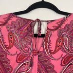 J.Crew Woman's Sz 4 Pink Paisley Printed Ruffle Front Silk Blouse Top Photo 8