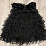 For Love & Lemons $259 Jourdan Black Mini Strapless Dress Gloves Goth Punk Sheer Photo 4