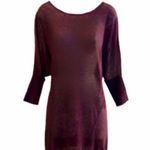 Vince Maroon Wool Silk & Alpaca Knit Blend Sheer 3/4 Dolman Sleeve Tunic Top Photo 0