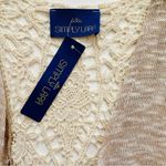 Simply Lara Duster Kimono Lace Detail Open Front Sleeveless Neutral Beige XL NEW Tan Photo 2