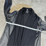 Clara Sun Woo Open Front Drape Cardigan Jacket Faux Leather Knit Goth in Black M Size M Photo 12
