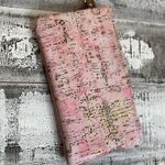 Boutique Leather Pink & metallic Gold 10”x6” wristlet. Photo 5