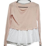 Hinge  women’s long sleeve, layered ruffle, lace, top size XS Photo 0