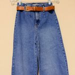 ZARA  High Waisted Wide Leg Denim Jeans Medium Wash Belted Size 0 Photo 2