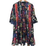 Cynthia Rowley Pleated Button Up Flutter Sleeve Dress Multi Size Medium Long Photo 2