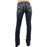 L.A. Idol Bootcut Rhinestones Accent Contrast Stitches Dark Wash Flap Pockets 7 Blue Size undefined Photo 1