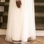 Blondie Nites by Stacy Sklar Prom Dress White tulle halter VNeck bead gown Sz 13 Photo 4