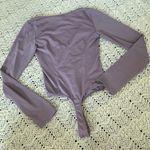 Free People  Deep V Neck Long Sleeve Bodysuit Purple (XSmall) Photo 1