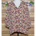Ava & Viv Women's V-Neck Blouse Plus Size 1X Floral Fall Leaves 3/4 Sleeves Photo 0
