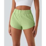 Halara  High Waisted Dolphin Hem Casual Shorts 2" Green Size Small NWT Photo 2