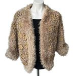 Talk Of The Walk Chunky Knit Crochet Inset Open Front Sweater Cardigan, Sz M Gold Size M Photo 0