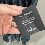 Lulus Dark Teal Deep V Smokeshow Metallic Mini Dress Size Medium NWT Blue Photo 4