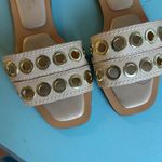 Shu Shop Codie Flat Slip On Sandal in Nude Size 7.5 Gold Eyelets Boho Chic Tan Photo 3
