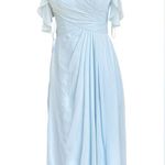 Azazie  Dakota  Sky Blue A- Line V-Neck pleated dress Custom made dress Photo 1