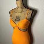 Princess Polly  Dress Marissa Size 6 Neon Orange Cut Out Midi Thigh Slit V Neck Photo 2