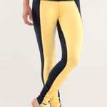 Lululemon Wunder Under Pant Color Blocked Burning Yellow Inkwell Navy Blue 2 Photo 3