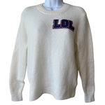 J.Crew Women's Ivory LOL Varsity Patch Crew Neck Pullover Sweater Small Cute Photo 0