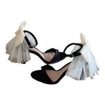 Antonio Melani Born On 5th Elle Black Satin Tulle Bow Open Toe Heels Size 10 Photo 4