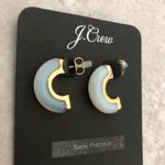J.Crew  Ivory Semiprecious Stone Inlay Half Hoop Earrings NEW Photo 1