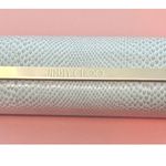 Jimmy Choo NEW  Eye/Sunglasses Hard Case+Cloth Cream Tan Faux Snakeskin Flip Top Photo 1