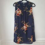 Umgee ‎ Sleeveless Floral Navy Blue Lace Crochet Collar Boho Dress Women's S Photo 1