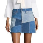Alice + Olivia  Patchwork Denim Mini Skirt in Keep Steppin Size 28 Photo 0