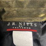 JR Nites by Caliendo Gold Metallic Button Down Blouse Medium Dressy Glam Evening Tan Photo 5