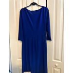 Ralph Lauren Lauren Womens 3/4 Sleeve Blue Twist Knot Dress Size 16 Polyester/El Photo 7