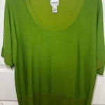 Chico's Women's Green Silk Knit Top Short Sleeve Scoop Neck Size 3 XL 16 Photo 0