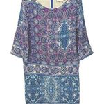 Skies Are Blue  Stitch Fix Blue and Purple Pattered Shift Dress, EUC, Size Medium Photo 0