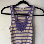 Lei Y2k Tank‎ Top Womens Medium Purple Beige Striped Crochet Racerback Photo 1