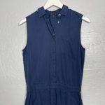 ATM Anthony Thomas Melillo Women XS Navy Blue Romper Shorts Sleeveless Collared Photo 2