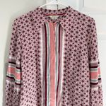 Boden Top Women 8P Pink Floral Stripe Button Up Geometric Long Sleeve Blouse Photo 1