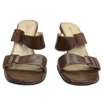 Anne Klein Vintage: ð–§· Chunky Wood Heel Mules Sandals ð–§· Brown Leather ð–§· 7.5M Photo 6