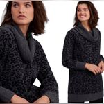 Anthropologie  Emmy Cowl Neck Leopard Print Tunic Sweater – XS – Gray/Black Photo 1
