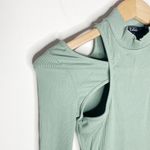 Lulus Casual Chic Sage Green Ribbed Cutout Bodycon Mini Dress size S Photo 7