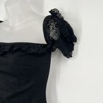 Mystic VTG Metallic Black Bodycon Dress Off Shoulder Lace Fairy Goth Whimsical Witchy S Photo 3