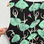 Sidecca Women's Sleeveless Dress L Black Green Ballerina Print V Photo 9