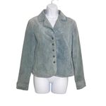 Live a Little  Vintage Y2K Blue Leather Jacket Women’s Size S Button Front Photo 1