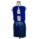 AQUA  Royal Blue Chiffon Blouson Sequin Mini Dress Women’s 2 Party Cocktail NYE Photo 4