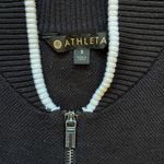 Athleta Sweater Jacket Size Small Black Zip Front Sporty Varsity Preppy Fall Photo 8